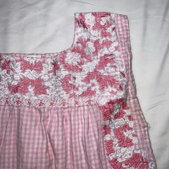 J. Marie Top Womens Size S Pink Gingham Floral Embroidered Sleeveless Tank READ - Picture 3 of 14
